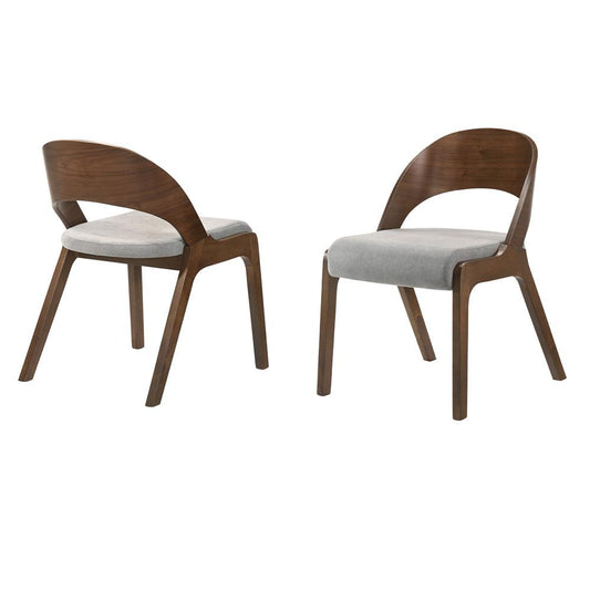 Armen Living - Polly Mid-Century Gray Upholstered Dining Chairs in Walnut Finish (Set of 2) - LCPLSIGRWA veiw 1