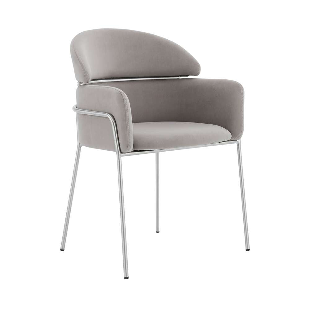Armen Living - Portia Gray Velvet and Brushed Stainless Steel Dining Room Chairs (Set of 2) - LCPTSIGREY veiw 1