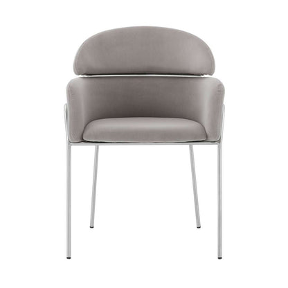 Armen Living - Portia Gray Velvet and Brushed Stainless Steel Dining Room Chairs (Set of 2) - LCPTSIGREY veiw 2
