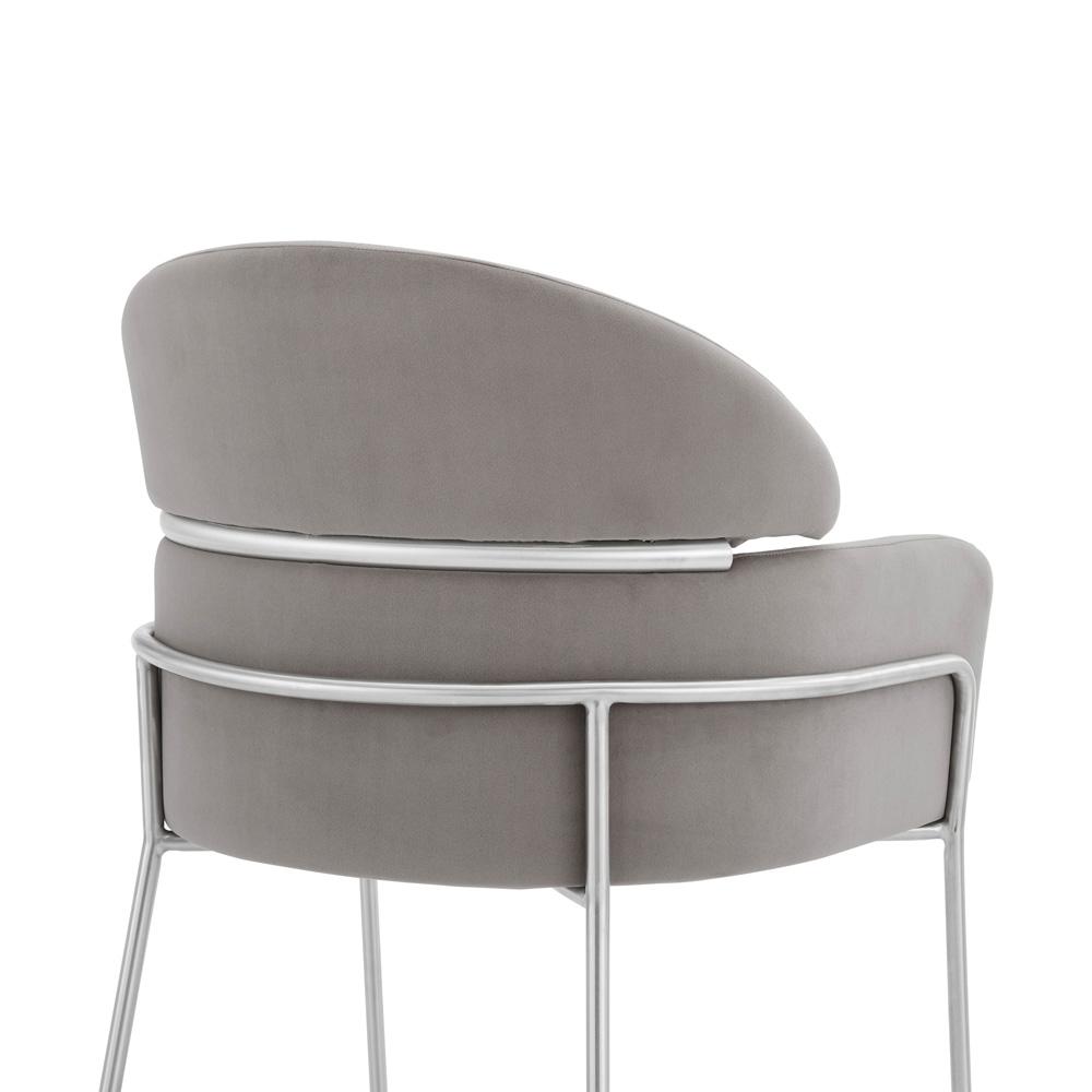 Armen Living - Portia Gray Velvet and Brushed Stainless Steel Dining Room Chairs (Set of 2) - LCPTSIGREY veiw 3