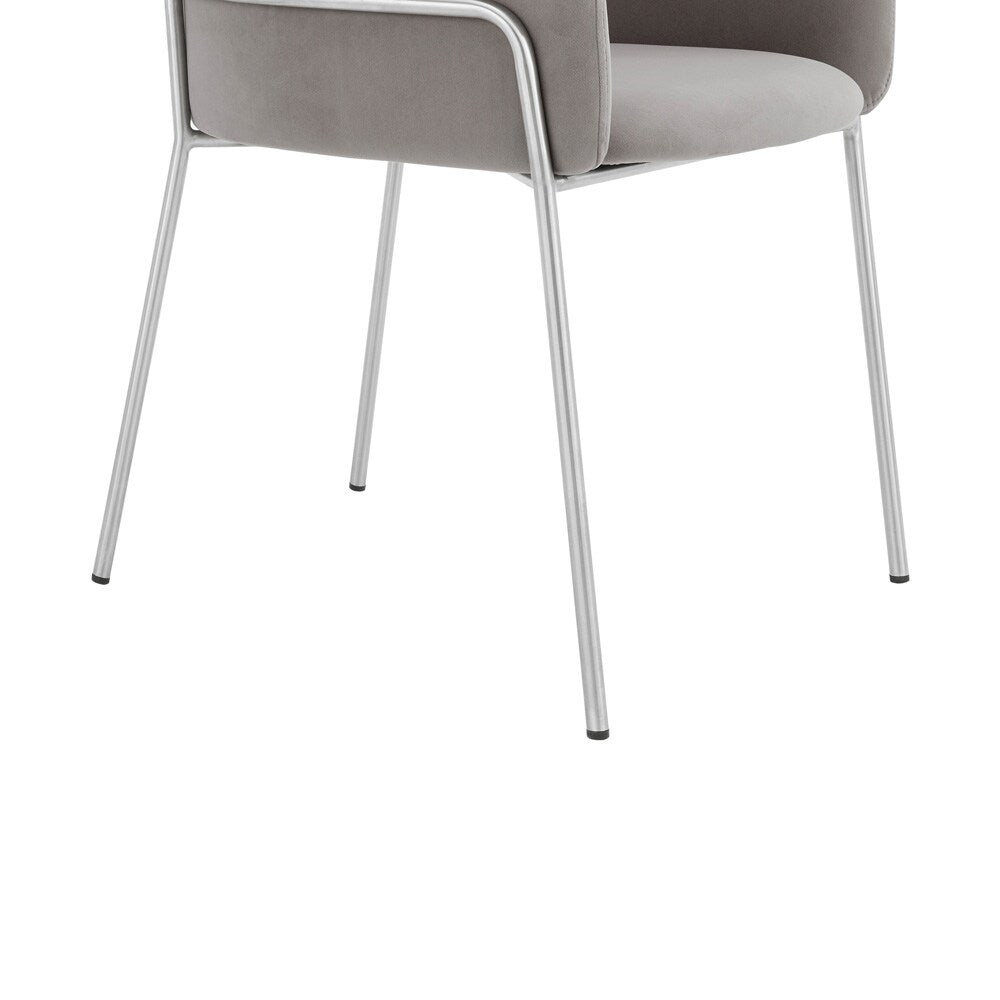 Armen Living - Portia Gray Velvet and Brushed Stainless Steel Dining Room Chairs (Set of 2) - LCPTSIGREY veiw 4