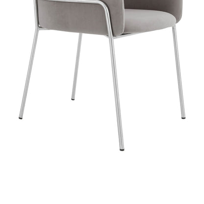 Armen Living - Portia Gray Velvet and Brushed Stainless Steel Dining Room Chairs (Set of 2) - LCPTSIGREY veiw 4