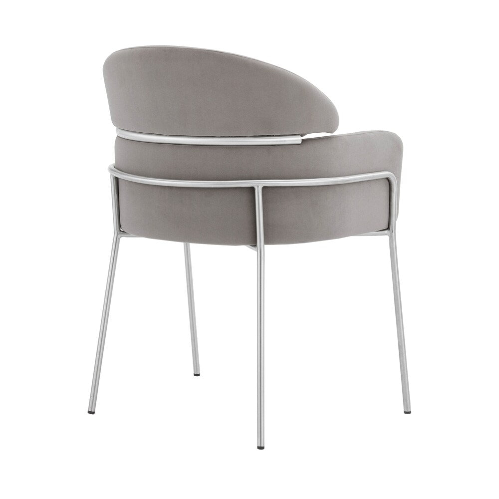 Armen Living - Portia Gray Velvet and Brushed Stainless Steel Dining Room Chairs (Set of 2) - LCPTSIGREY veiw 5