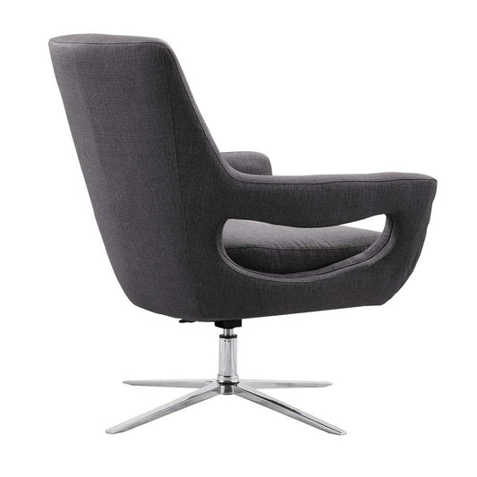 Armen Living - Quinn Contemporary Adjustable Swivel Accent Chair in Polished Chrome Finish with Grey Fabric - LCQUCHGR veiw 1