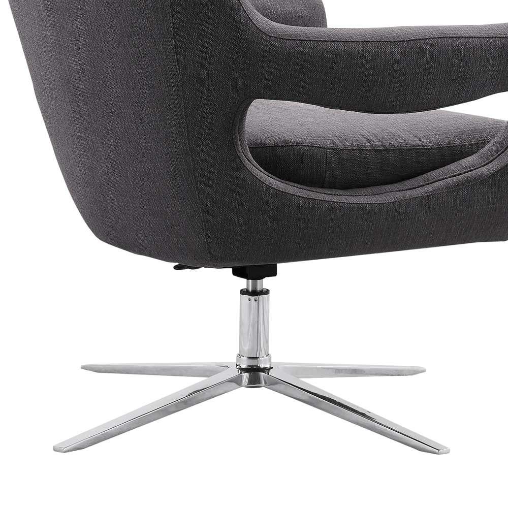 Armen Living - Quinn Contemporary Adjustable Swivel Accent Chair in Polished Chrome Finish with Grey Fabric - LCQUCHGR veiw 2
