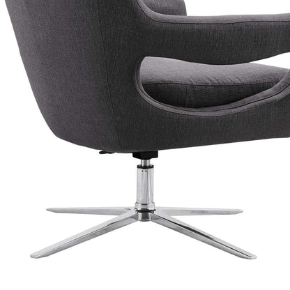 Armen Living - Quinn Contemporary Adjustable Swivel Accent Chair in Polished Chrome Finish with Grey Fabric - LCQUCHGR veiw 2