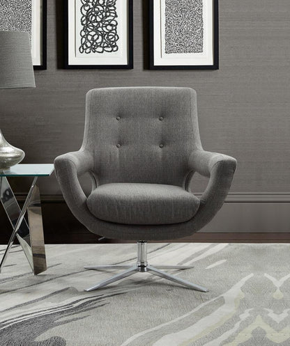 Armen Living - Quinn Contemporary Adjustable Swivel Accent Chair in Polished Chrome Finish with Grey Fabric - LCQUCHGR veiw 3