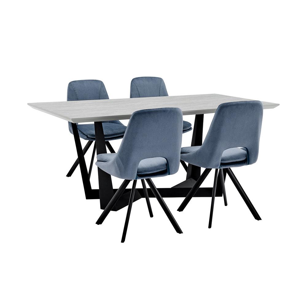 Armen Living - Radford and Blue Lexi 5 Piece Modern Rectangular Dining Set - SETRFDI5LEBLU veiw 1