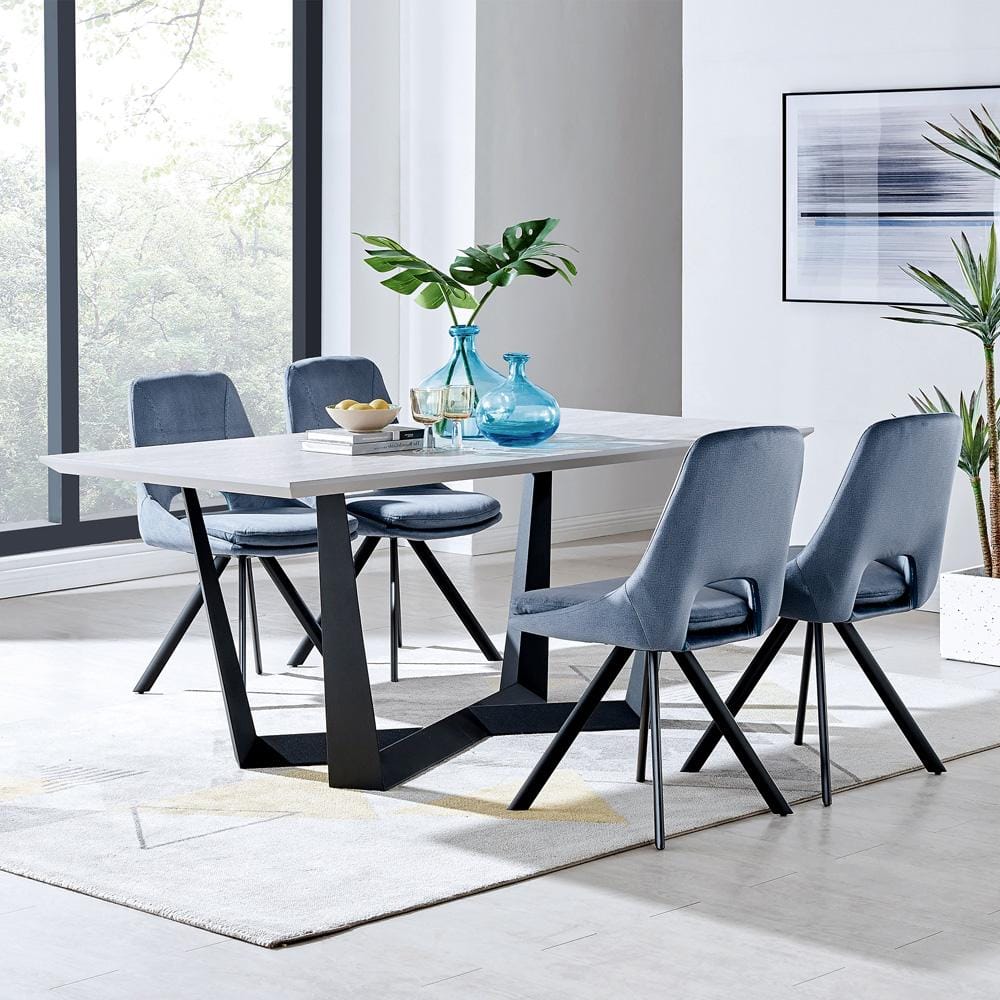 Armen Living - Radford and Blue Lexi 5 Piece Modern Rectangular Dining Set - SETRFDI5LEBLU veiw 8