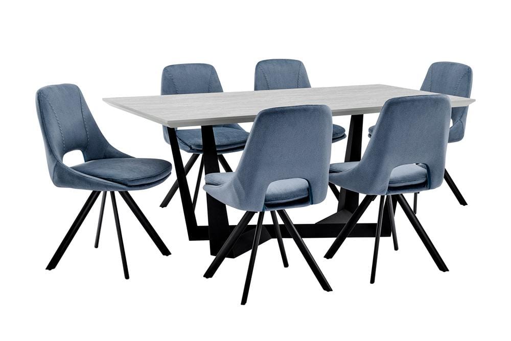 Armen Living - Radford and Blue Lexi 7 Piece Modern Rectangular Dining Set - SETRFDI7LEBLU veiw 1