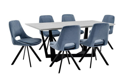 Armen Living - Radford and Blue Lexi 7 Piece Modern Rectangular Dining Set - SETRFDI7LEBLU veiw 1