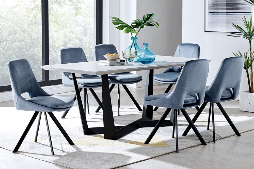 Armen Living - Radford and Blue Lexi 7 Piece Modern Rectangular Dining Set - SETRFDI7LEBLU veiw 8