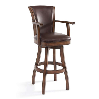 Armen Living - Raleigh 26in Counter Height Swivel Kahlua Faux Leather and Chestnut Wood Arm Bar Stool - LCRABAARKACH26 veiw 1