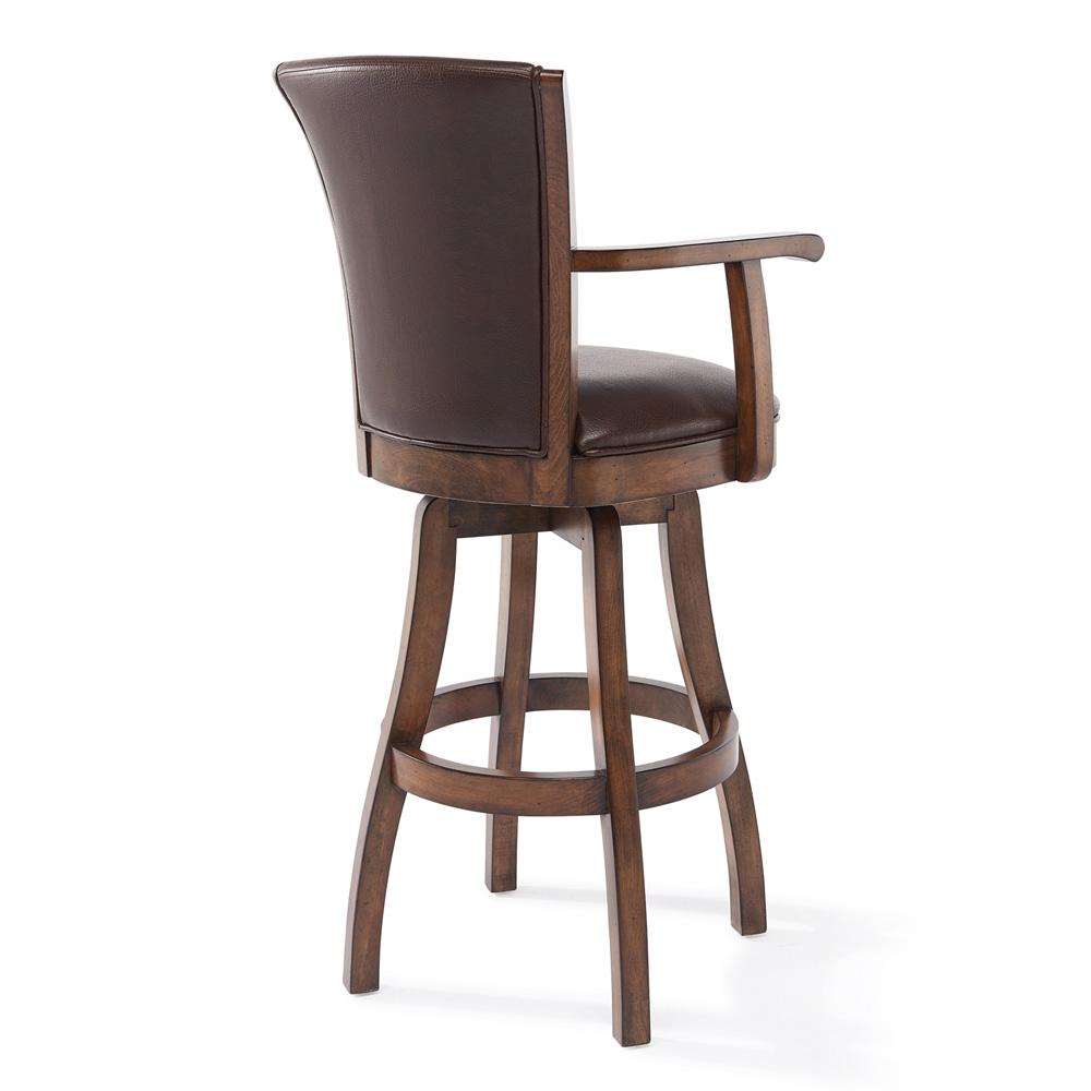 Armen Living - Raleigh 26in Counter Height Swivel Kahlua Faux Leather and Chestnut Wood Arm Bar Stool - LCRABAARKACH26 veiw 3