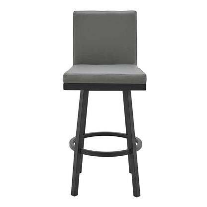 Armen Living - Rochester 30in Swivel Modern Black Metal and Grey Faux Leather Barstool - 721535752171 veiw 2
