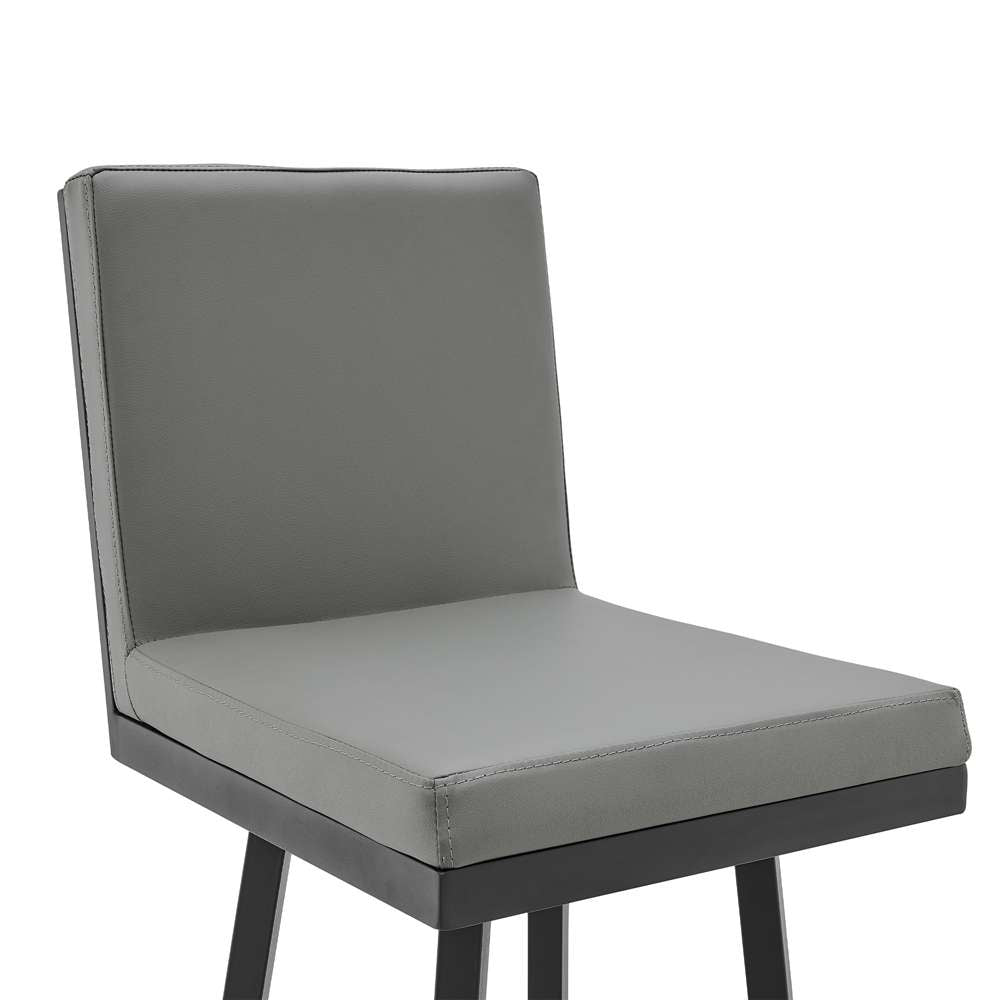 Armen Living - Rochester 30in Swivel Modern Black Metal and Grey Faux Leather Barstool - 721535752171 veiw 4