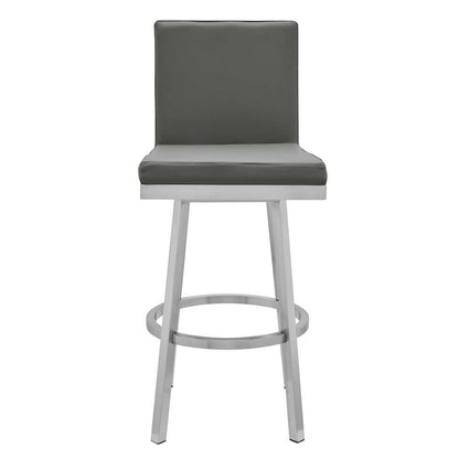 Armen Living - Rochester 30in Swivel Modern Brushed Stainless Steel and Grey Faux Leather Barstool - 721535752157 veiw 2
