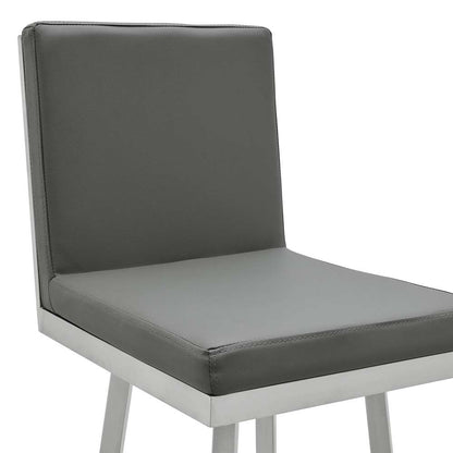Armen Living - Rochester 30in Swivel Modern Brushed Stainless Steel and Grey Faux Leather Barstool - 721535752157 veiw 4