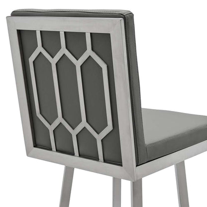 Armen Living - Rochester 30in Swivel Modern Brushed Stainless Steel and Grey Faux Leather Barstool - 721535752157 veiw 5