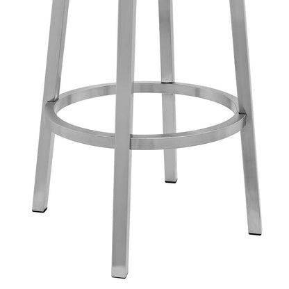 Armen Living - Rochester 30in Swivel Modern Brushed Stainless Steel and Grey Faux Leather Barstool - 721535752157 veiw 6