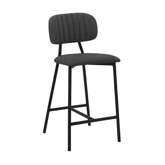 Armen Living - Rococo 26in Gray Faux Leather and Metal Counter Height Bar Stool - LCROBABLGRY26 veiw 1