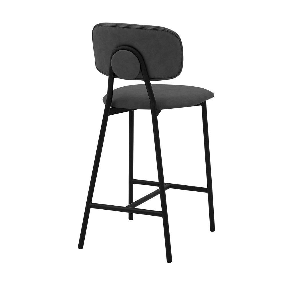 Armen Living - Rococo 26in Gray Faux Leather and Metal Counter Height Bar Stool - LCROBABLGRY26 veiw 5