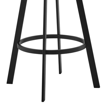 Armen Living - Roman 26in Gray Faux Leather and Black Metal Swivel Bar Stool - LCRMBABLGR26 veiw 6