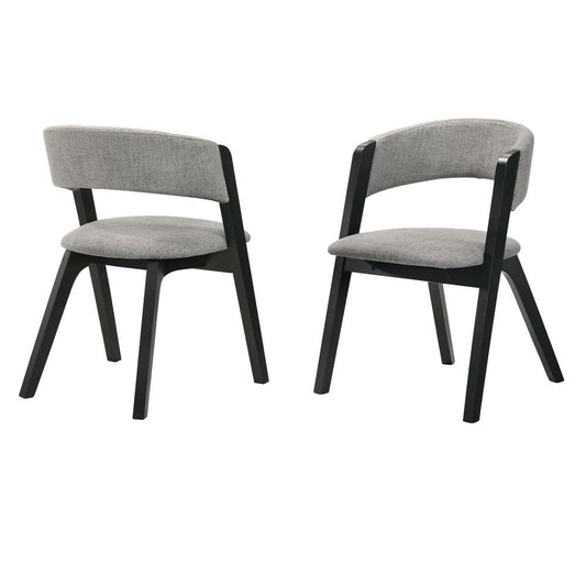 Armen Living - Rowan Gray Upholstered Dining Chairs in Black Finish (Set of 2) - LCRWSIGRBL veiw 1
