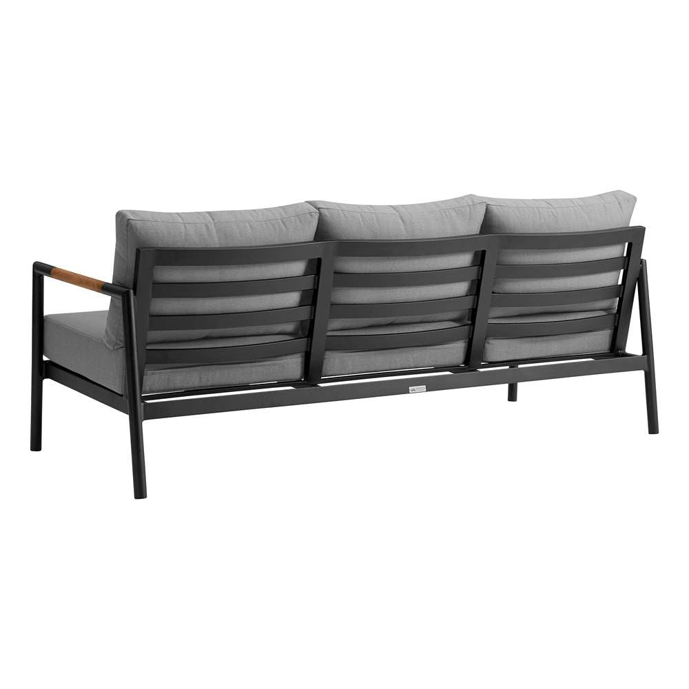 Armen Living - Royal 4 Piece Black Aluminum and Teak Outdoor Seating Set with Dark Gray Cushions - 840254332829 veiw 3