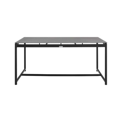 Armen Living - Royal Black Aluminum and Teak Outdoor Dining Table with Stone Top - 840254332805 veiw 2