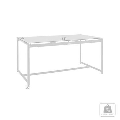 Armen Living - Royal Black Aluminum and Teak Outdoor Dining Table with Stone Top - 840254332805 veiw 6