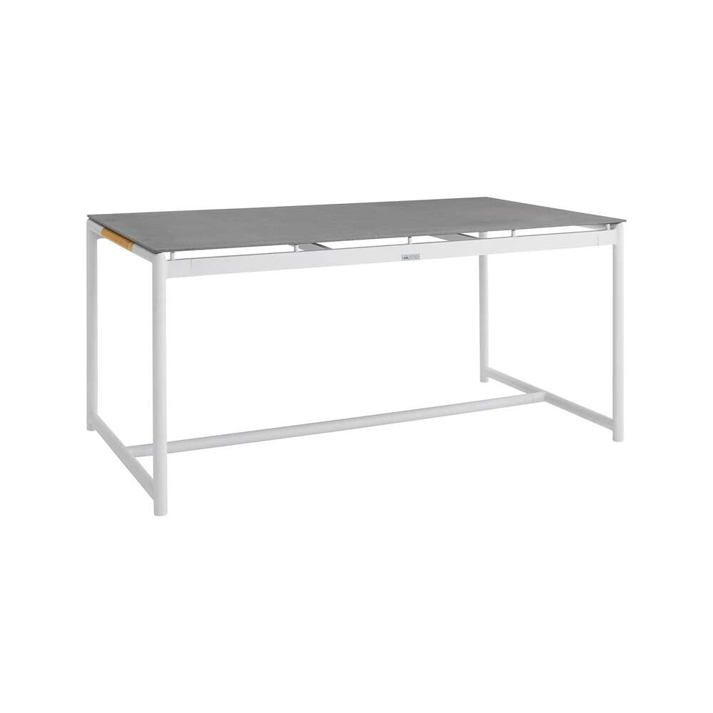 Armen Living - Royal White Aluminum and Teak Outdoor Dining Table with Stone Top - 840254332812 veiw 1