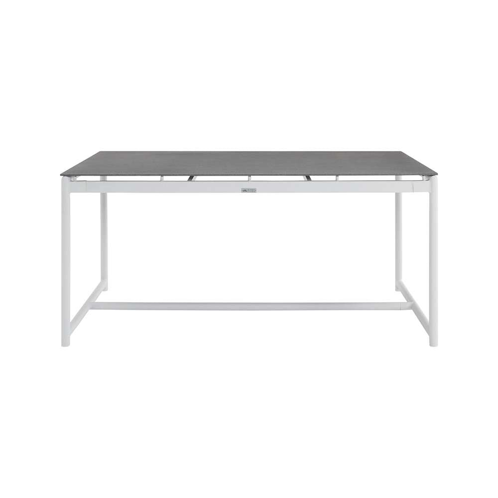 Armen Living - Royal White Aluminum and Teak Outdoor Dining Table with Stone Top - 840254332812 veiw 2