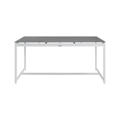 Armen Living - Royal White Aluminum and Teak Outdoor Dining Table with Stone Top - 840254332812 veiw 2