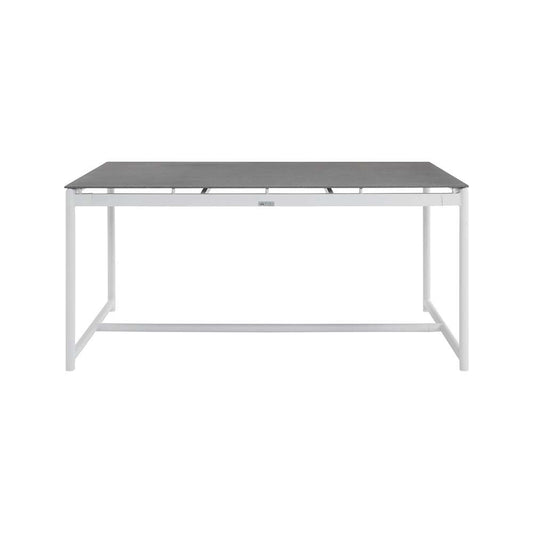 Armen Living - Royal White Aluminum and Teak Outdoor Dining Table with Stone Top - 840254332812 veiw 2