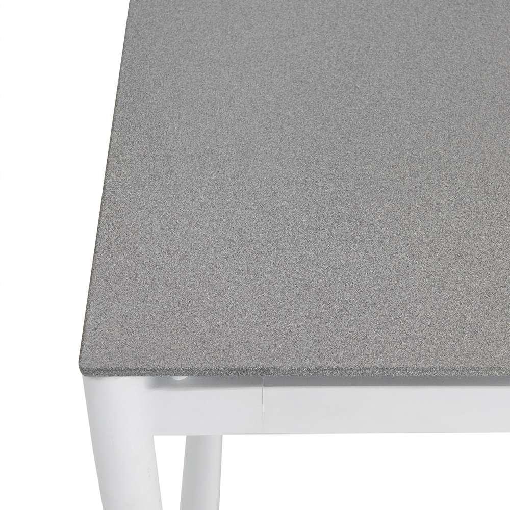 Armen Living - Royal White Aluminum and Teak Outdoor Dining Table with Stone Top - 840254332812 veiw 3