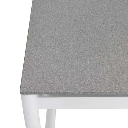 Armen Living - Royal White Aluminum and Teak Outdoor Dining Table with Stone Top - 840254332812 veiw 3