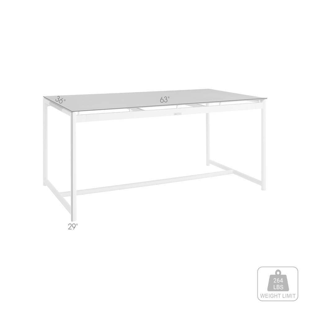 Armen Living - Royal White Aluminum and Teak Outdoor Dining Table with Stone Top - 840254332812 veiw 6