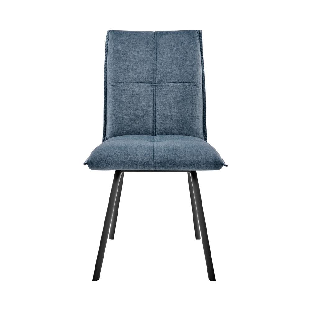 Armen Living - Rylee Dining Room Accent Chair in Blue Fabric and Black Finish (Set of 2) - LCRYSIBLU veiw 2