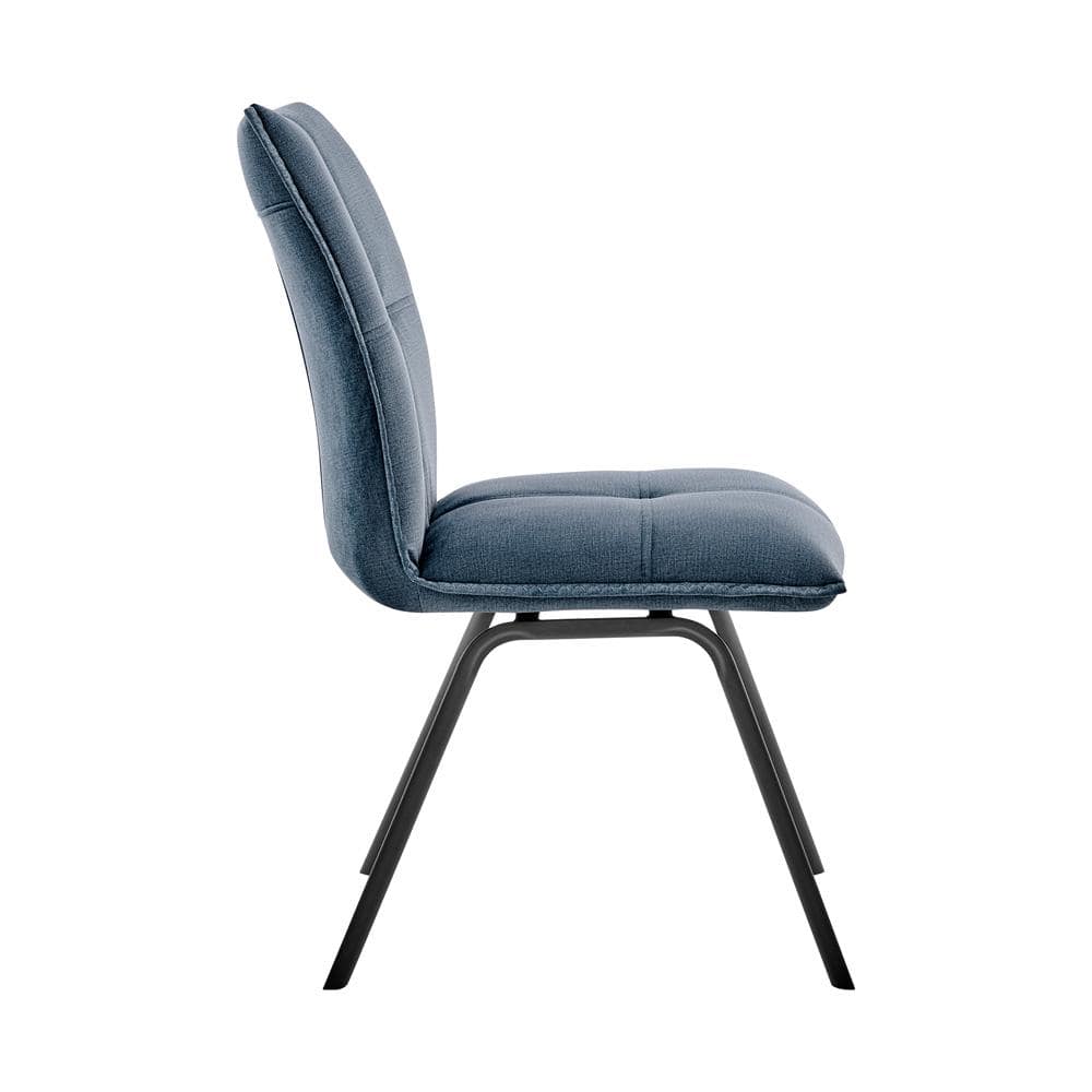 Armen Living - Rylee Dining Room Accent Chair in Blue Fabric and Black Finish (Set of 2) - LCRYSIBLU veiw 3