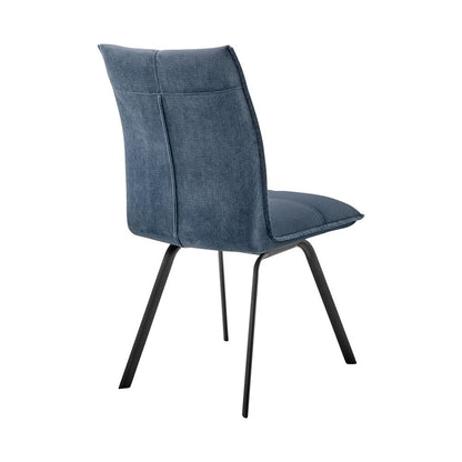 Armen Living - Rylee Dining Room Accent Chair in Blue Fabric and Black Finish (Set of 2) - LCRYSIBLU veiw 4