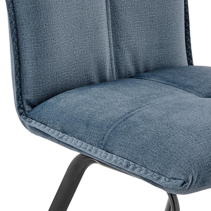 Armen Living - Rylee Dining Room Accent Chair in Blue Fabric and Black Finish (Set of 2) - LCRYSIBLU veiw 6