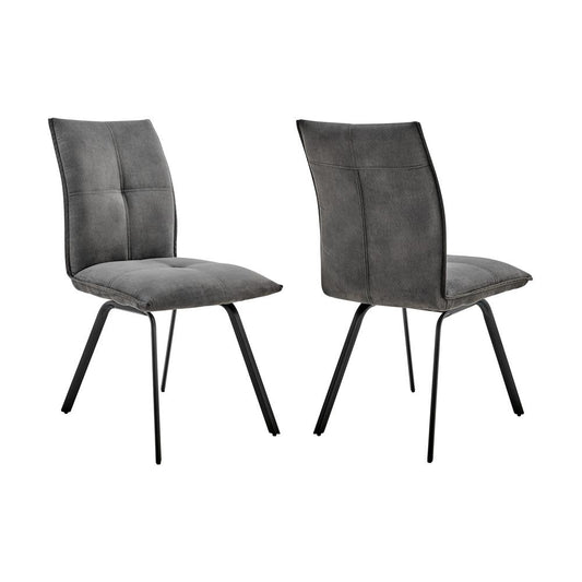 Armen Living - Rylee Dining Room Accent Chair in Charcoal Fabric and Black Finish (Set of 2) - LCRYSICHA veiw 1