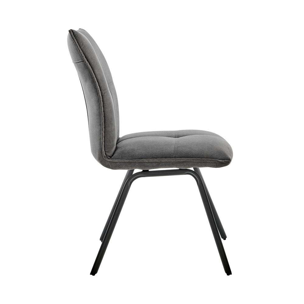Armen Living - Rylee Dining Room Accent Chair in Charcoal Fabric and Black Finish (Set of 2) - LCRYSICHA veiw 3