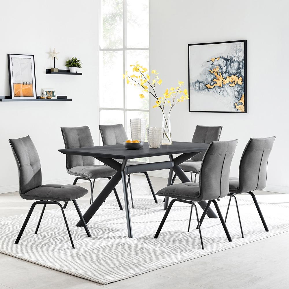 Armen Living - Rylee Dining Room Accent Chair in Charcoal Fabric and Black Finish (Set of 2) - LCRYSICHA veiw 8