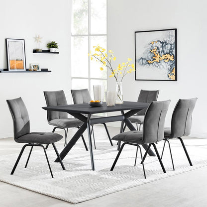 Armen Living - Rylee Dining Room Accent Chair in Charcoal Fabric and Black Finish (Set of 2) - LCRYSICHA veiw 8