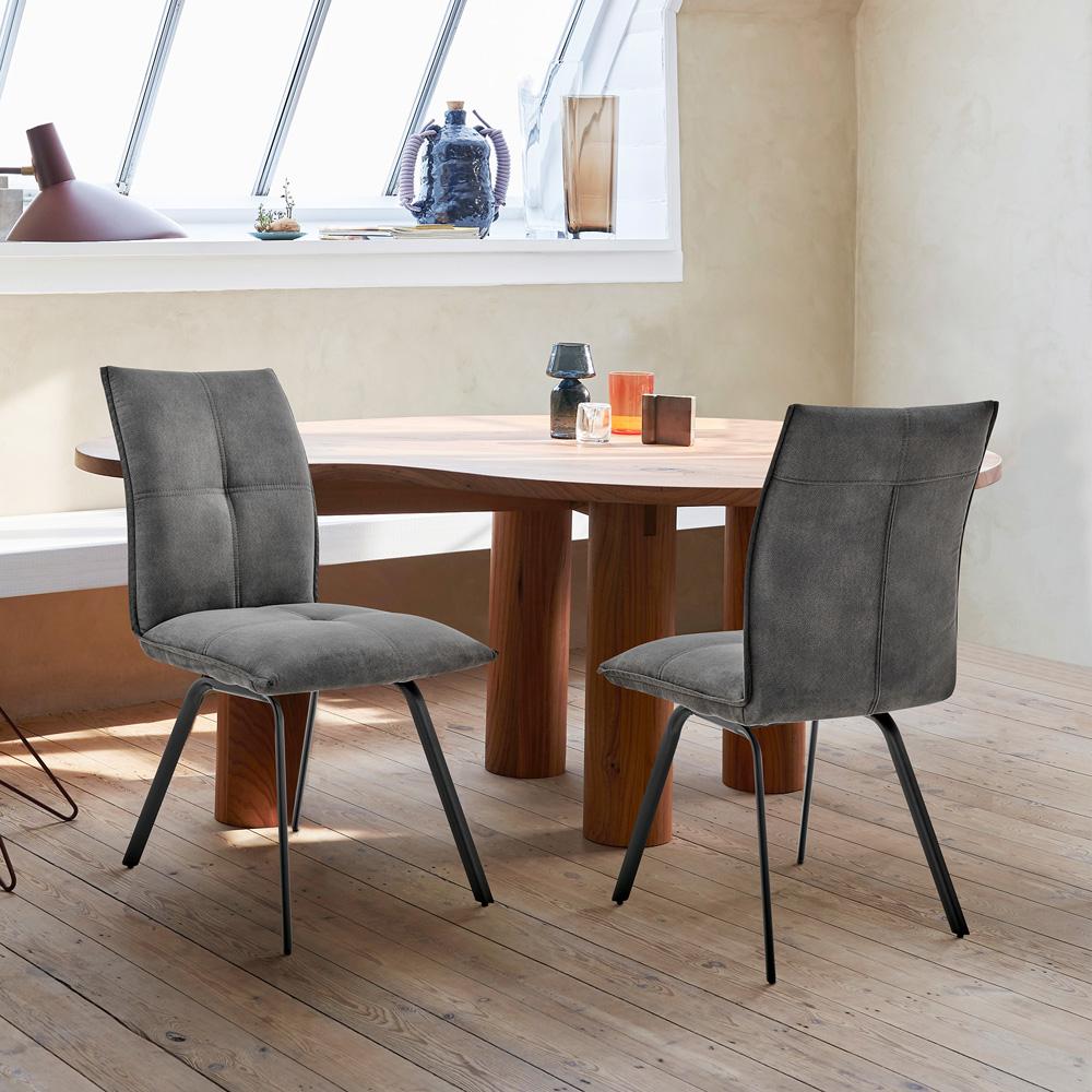 Armen Living - Rylee Dining Room Accent Chair in Charcoal Fabric and Black Finish (Set of 2) - LCRYSICHA veiw 9