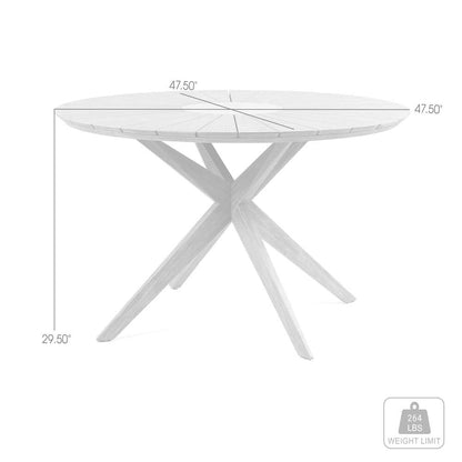 Armen Living - Sachi Outdoor Light Eucalyptus Wood and Concrete Round Dining Table - 840254333369 veiw 6