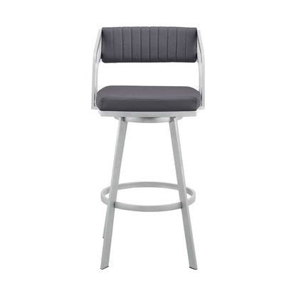 Armen Living - Scranton 26in Swivel Slate Grey Faux Leather and Silver Metal Bar Stool - 795044878233 veiw 2
