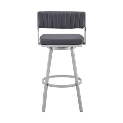 Armen Living - Scranton 26in Swivel Slate Grey Faux Leather and Silver Metal Bar Stool - 795044878233 veiw 5